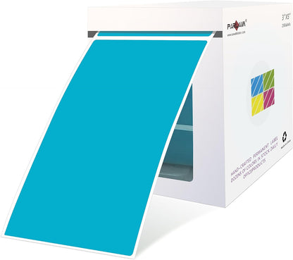 PARLAIM 5 X 3 inch Rectangle Inventory Labels Color Coding Stickers, 250PCS Permanent Sticker for Warehouse Moving Box Square Label (Teal)