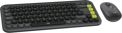 Logitech POP ICON Combo, Bluetooth Keyboard and Mouse Combo, Comfortable Typing, programmable Keys and Buttons, Quiet clicks, Easy-Switch up to 3 Devices - Graphite and Lime