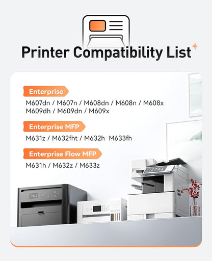 37A Black Toner Cartridge 1-Pack High Yield with Chip Replacement for HP 37A CF237A Toner Cartridges Compatible with HP Laser Jet Enterprise Flow MFP M631h M632z M633z M607dn M608x M609x M632h Printer