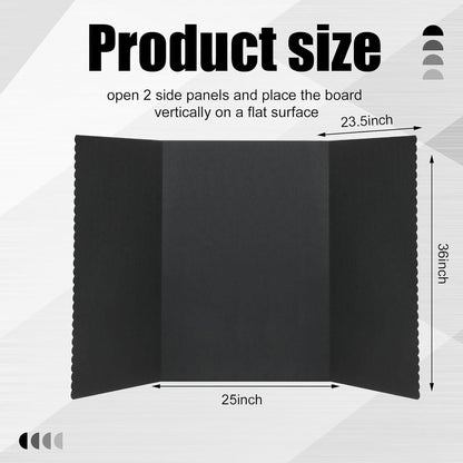 Paterr Trifold Poster Board with Storage Bag, Hook and Loop Fabric, Foldable 3 Panel Presentation Board for Science Fair and Exhibitions(Black,72 x 36 Inch)