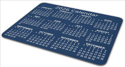 Calendar Mouse Pad, 2026 Blue Calendar Horizontal Edition Gaming Mouse Mat with Custom Design, Non-Slip Rubber Base MousePads for Office Home Laptop Travel, 9.5"x7.9"x0.12" Inch