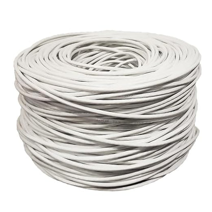 CAT5e Ethernet Cable 1000ft – 24AWG Solid CCA UTP Unshielded CAT 5e, High Speed Lan Network, RJ45 Cable, Easy Pull Box Ethernet Cord (White)