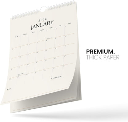 Karto Wall Calendar 2025 - Vertical 11x17 inch Runs Until June 2026 - Boost Your Productivity and Easy Planning with the Aesthetic Monthly Calendar - Beige