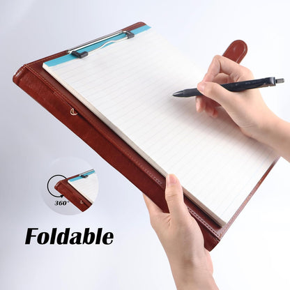 PU Leather Portfolio Binder, Professional Padfolio with Clipboard, Legal Pad Holder for A4 Letter Size Notepad, Resume Portfolio Folder for Business School Office Conference(Brown)