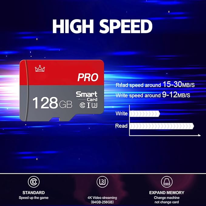 128GB Micro Memory Card Class 10 Memory Cards High Speed Mini TF Card with Adapter for Smartphones/Tablet/Drone/Game Console(2-Pack)