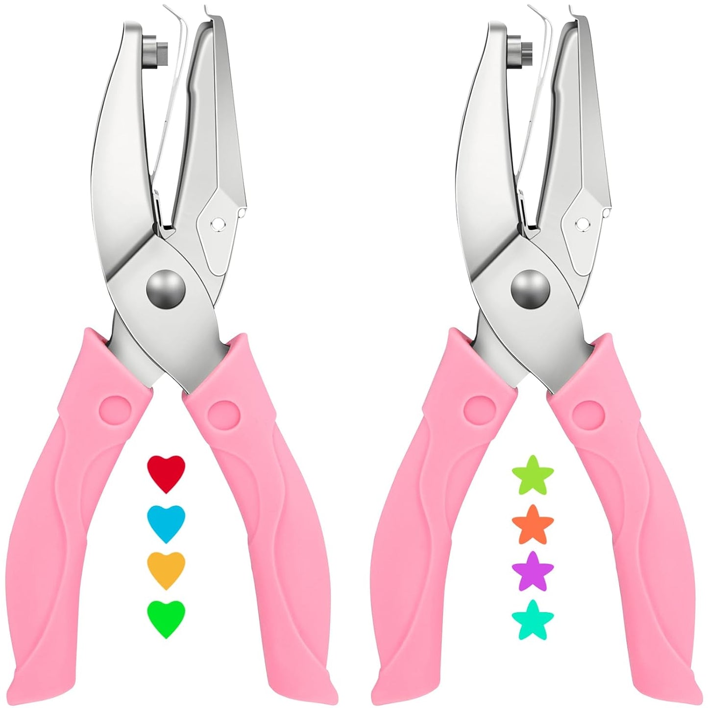 2 Pack Handheld Hole Paper Punch Kit,Single Hole Punch, Heart and Star Hole Punch