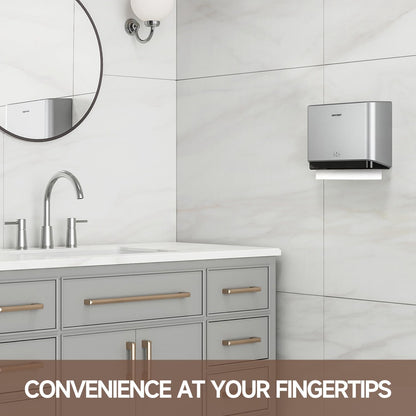 200-Sheet Wall-Mounted Paper Towel Dispenser, Fits Multi-Fold Towels up to 10x3.1 Inches, Perfect for Home & Business (Silver)