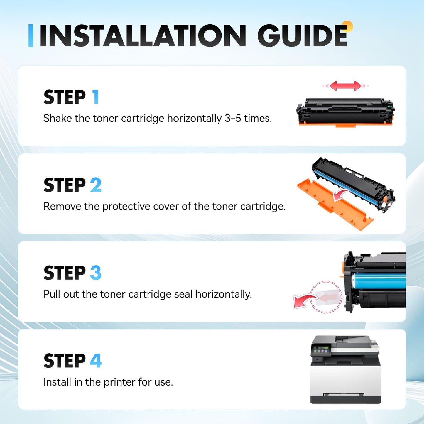 218X 218A Toner Cartridge 4-Pack High Yield with Chip Replacement for HP 218X 218A Toner Cartridge Compatible with HP Color Laserjet Pro MFP 3301cdw 3301fdw 3301sdw Pro 3201dw Printer W2180X (B/C/Y/M)