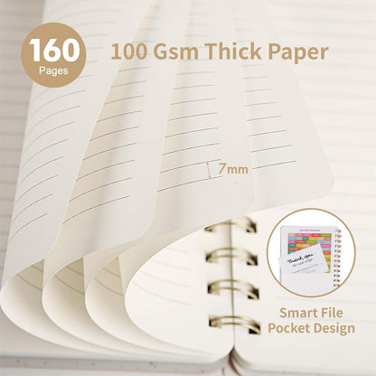 Lined Spiral Notebook College Ruled A5 Journal Book for Note Taking, 160 Pages Writing Journal for Office and Home School Supplies 5.75x8.125 inch (1Khaki)
