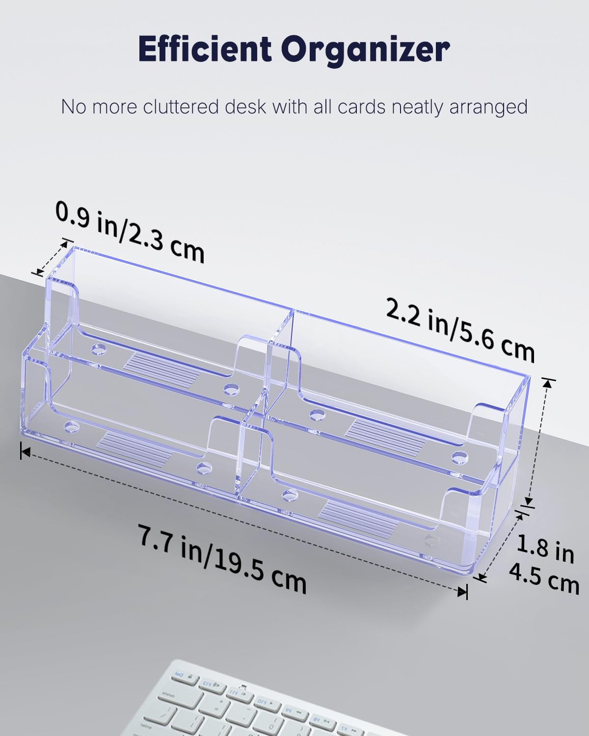 Uniclife 2 Pack Acrylic Business Card Holder for Desk 2 Tiers 4 Slots Clear Business Card Display Stand for Men & Women Desktop Business Card Organizer Card Stand for Office Home, 240 Card Capacity