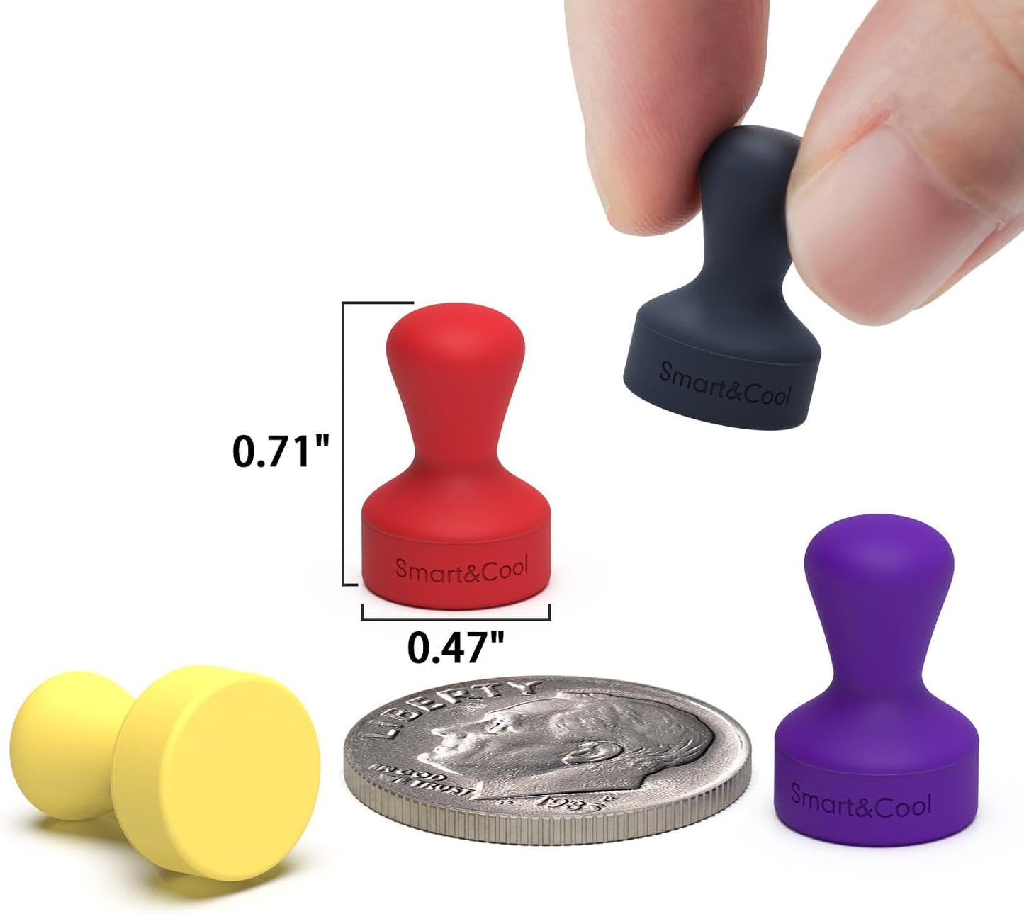 SMART&COOL Silicone Anti Scratch Push Pin Refrigerator Magnets, Thumbtack Magnets for Fridge, Dry Erase Board, Whiteboard, Office, Classroom, School (40 Pack, Multi)