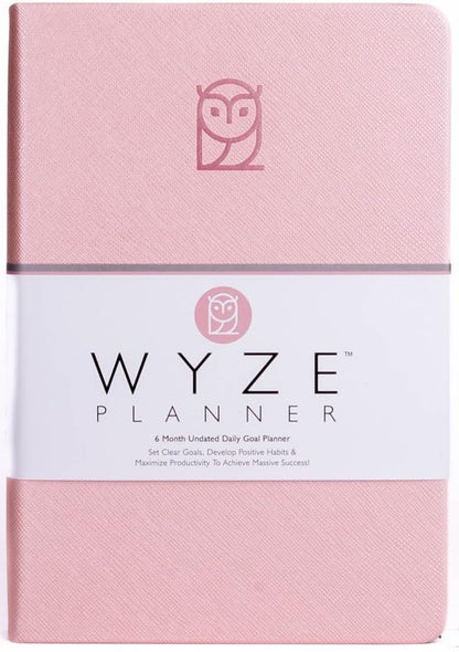 Undated Daily Planner – 6-Month A5 Productivity Organizer with Full Page Per Day, Hourly Schedule, Goal Setting, Habit Tracker, Weekly & Monthly Pages – Hardcover Time Management Notebook (Pink)