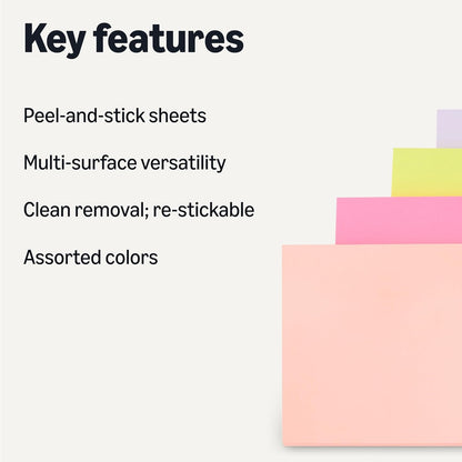 Amazon Basics Square Sticky Plus Notes, Self-Stick Pads, Pack of 24, 3 x 3 inches, Assorted Colors