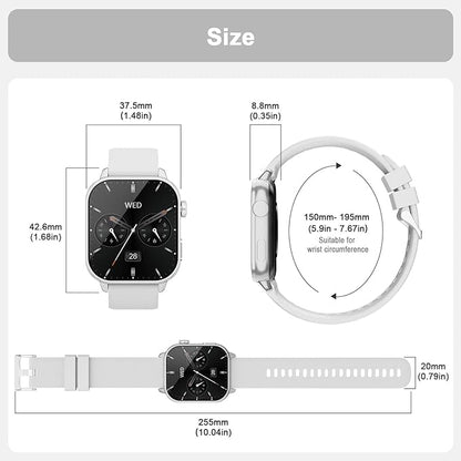 Smart Watch for Men Women, 1.85'' AMOLED HD Fitness Watch with 120+ Sports Modes, Bluetooth Call/Heart Rate/Sleep Monitor/Pedometer, Smartwatch for Android iOS, IP68 Waterproof, Silver