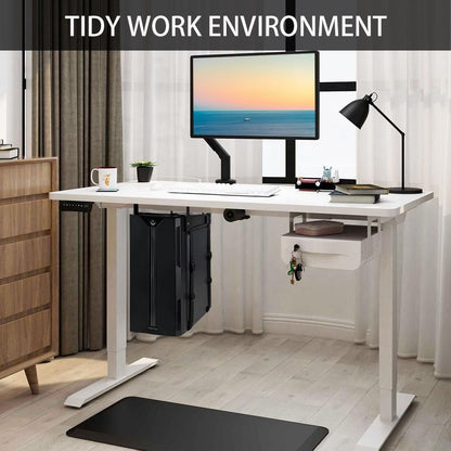 Under Desk PC Mount with Anti Scratch Sponge, Adjustable CPU Holder Bracket for Computer Tower (Black, Fixed)