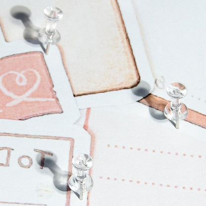 100 Pack Push Pins Tacks, Clear Plastic Head, Steel Point,Thumb Tacks for Bulletin Board,Stick Pins Thumb Tacks for Cork Board Wall Hangings (100, Clear)