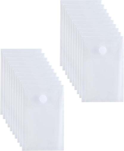3’’ x 5’’ Vertical Plastic Envelopes Hook Loop Closure Coupon Receipt Sticker Holder 20 Pack