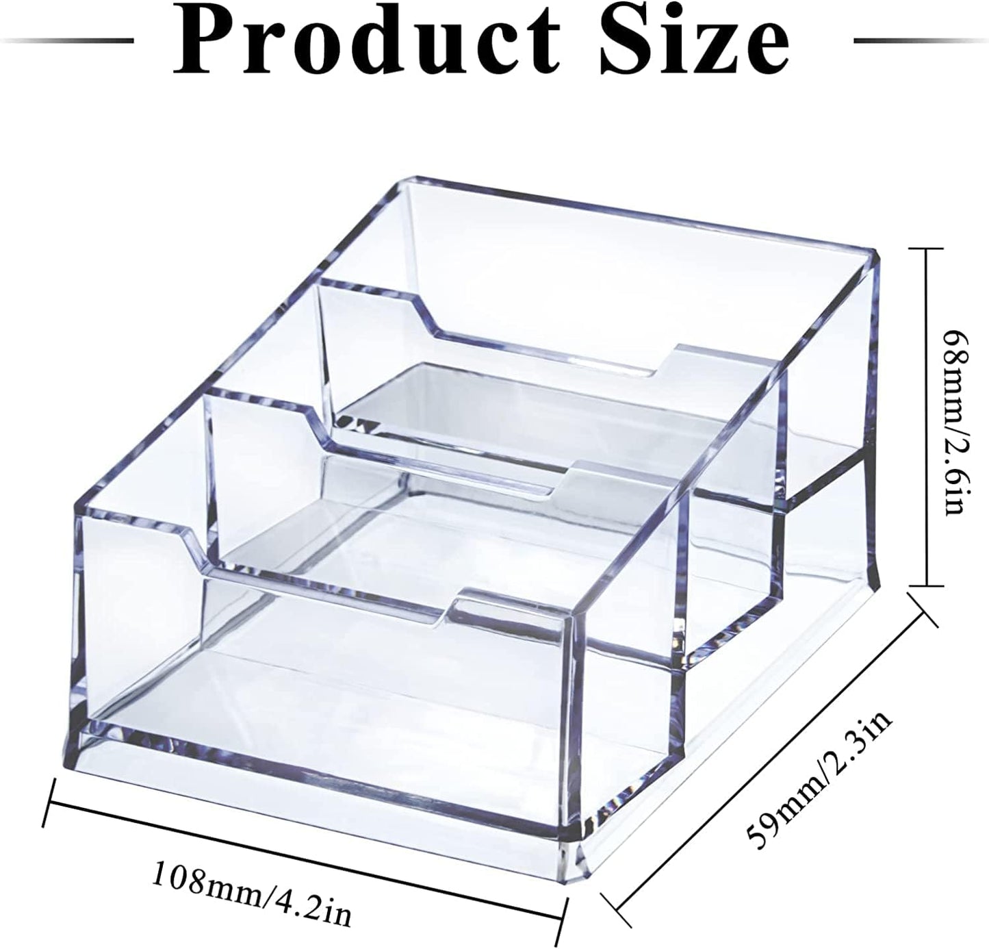 3 Pack Clear Acrylic Business Card Holder,3 Tier Premium Acrylic Clear Business Card Holder Stand for Desk Fits 150 Business Cards