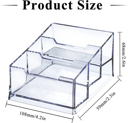 3 Pack Clear Acrylic Business Card Holder,3 Tier Premium Acrylic Clear Business Card Holder Stand for Desk Fits 150 Business Cards