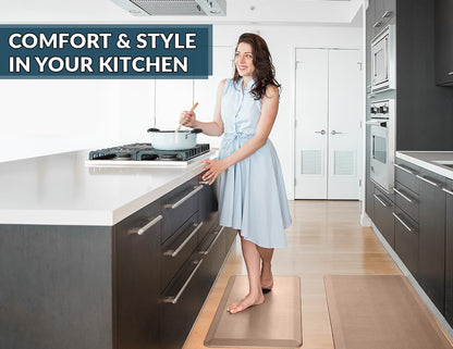 ComfiLife Anti Fatigue Floor Mat – 3/4 Inch Thick Kitchen Mats for Floor, Standing Desk Mat, Kitchen Rug – Comfort at Home, Office – Durable – Stain Resistant – Non-Slip Bottom (24" x 70", Beige)