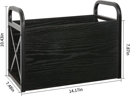 YINMIT Magazine Holder, Magazine Rack Floor, Magazine Storage Basket, Folder Organizer Bin for Books, Newspapers, Tablets (Black)
