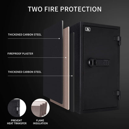 TIGERKING Fireproof Safe,3.47 Cubic Feet Home Safe Box, Large Steel Digital Safes Box with Digital Lock for Home and Office