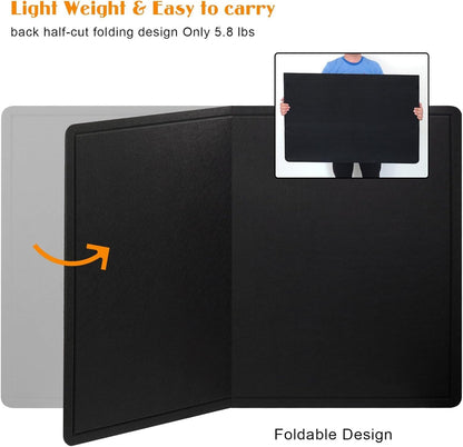 Large Bulletin Board - 72 X 48 inches Cork Board with 30 Pushpin, 6' x 4' Felt Cork Board Notice Pin Board, Self-Adhesive Vision Board Mood Board Foldable Photo Board for Wall (Black)