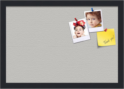 PinPix 19x13 Inch Cork Bulletin Board. This Decorative Framed Pin Board Comes with Light Stone Design and a Satin Black Frame. Ideal for Home Office Decor or Message Board (PinPix-1809)