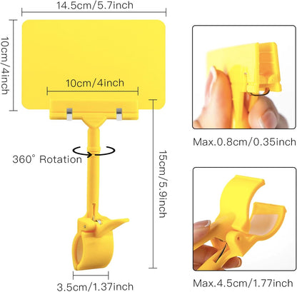 Coobbar Clip-On Sign Holder,20 Pack Merchandise Sign Clips Sign Holder Clips Pop Label Clips Retail Merchandise Rack Sign Double Display Clip Sign Holding Clamp,Price Tag Display (Yellow)
