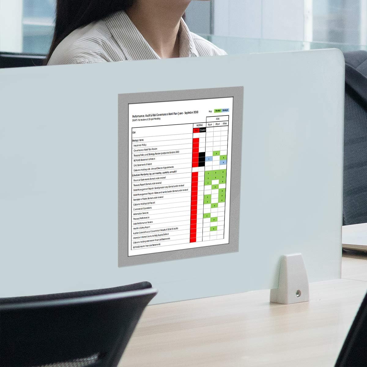 Document Sign Holder Pockets with Adhesive Back, Plastic Poster Picture Notice Display Frame for Window/Door/Wall/Cabinet, 8.5 x 11.6 Inches, Silver, 12 Pack