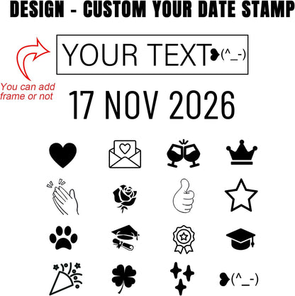 Custom Date Stamp Personalized Signature Logo Stamp with Date Self Inking Signature DD MMM YYYY Stamper for Business 1 Line Name Text with Date Choose from Multi Fonts & Colors