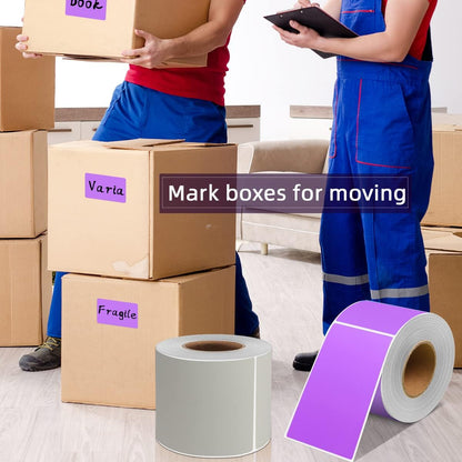 PARLAIM 3 X 5 Inch Rectangle Adhesive Color Coding Stickers,Square Purple Inventory Stickers -250 Per Dispenser Box（Purple）