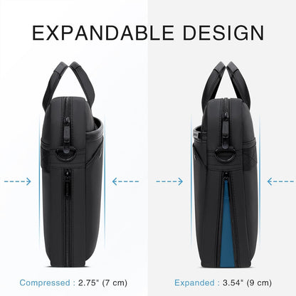 RAINYEAR 15.6 Inch Laptop Bag Laptop Shoulder Bag for Men, Expandable Waterproof Laptop Messenger Bag Large Capacity Computer Laptop Briefcase with Pockets for Travel Business Work Office, Black