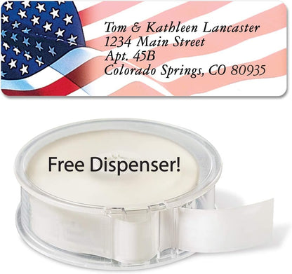 Colorful Images American Glory Patriotic Rolled Personalized Return Address Mailing Labels with Dispenser, Customize with Name & Shipping Address, 500 ¾” x 2½” Self Adhesive, Easy Peel Label Roll