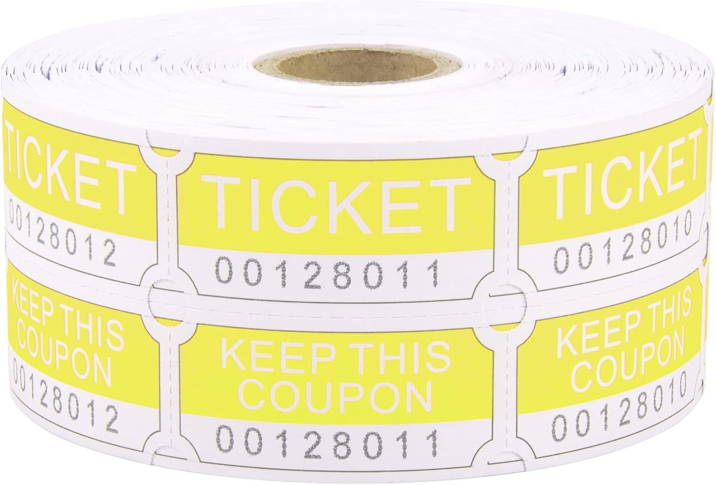 ESSENTIAL 1000 Yellow Double RaffleTickets Roll, Raffle Tickets Printable for Leisure, Movie Watching, Entertainment
