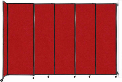 Wall-Mounted Sliding StraightWall Room Divider | Adjustable Widths | Locking Wheels | Room Separator | Up to 11'3" Wide x 7'6" Tall Red Fabric Panels