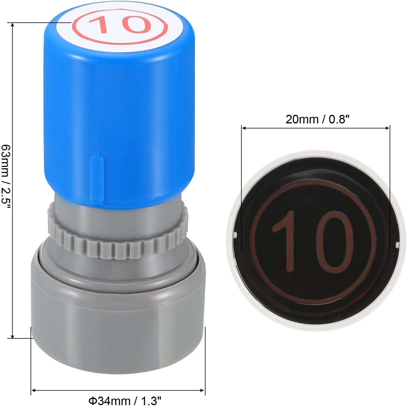 PATIKIL Number Stamps Self Inking, Numeral 10 Number Stamp Teacher Stamp Initial Stamp Ink Stamp for Class Notebook Scrapbooking DIY Craft Style 2, Red Ink