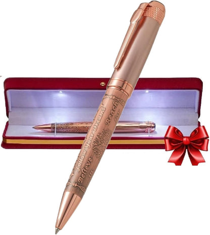 S&R Somit Fancy Pen with Gift Box - Luxury Pen for Women – Valuable Business, Office, Executive Gift for Family & Friends – Special Engraving & Led Decorative Box (GOLDEN ROSE)