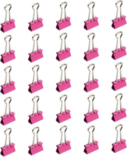 JAM PAPER Colorful Binder Clips - Small - 3/4 Inch (19 mm) - Pink Binderclips - 25/Pack