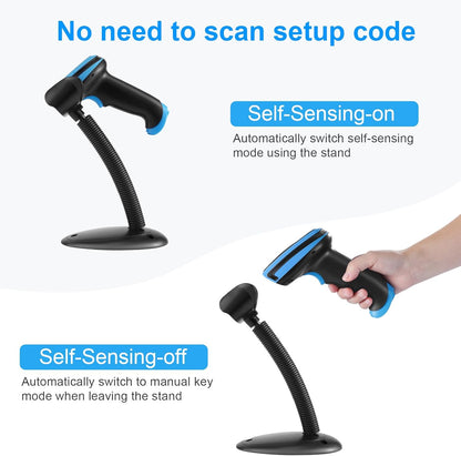 1D Barcode Scanner, Onewscan Wireless Laser Bar Code Scanners with Stand 2.4G Wireless & USB Wired Connection Plug and Play Handheld Bar Code Reader