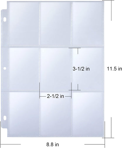 36 Pack 9 Pocket Page Protector, Holds 324 Cards, Trading Card Sleeves Page Clear Sheet Protector Pages for 3 Ring Binder, Card Sheets for Standard Size Cards