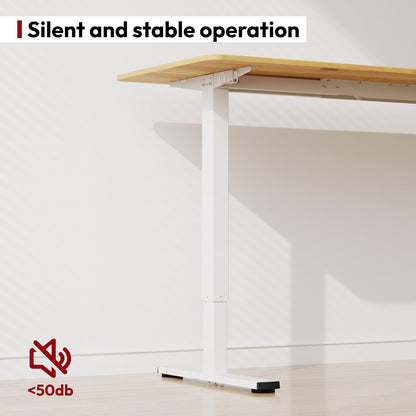 SANODESK Electric Standing Desk 63x24 Inch Height Adjustable Stand Up Desk Home Office Computer Workstation Sit Stand Home Office Desk with Splice Board (White Frame + Maple Top)