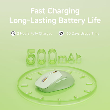 EWEADN Q5 Wireless Mouse, Bluetooth & 2.4G Quiet Computer Mouses with 1600 DPI, Battery Level Display, Ergonomic Office Mouse,6 Button Portable Cute Cordless Mice for Laptop/PC/Mac- Green