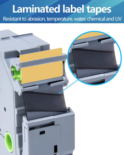 Weemay 3 Pack TZe851 24mm Black on Gold Laminated Label Tape Compatible with Brother Label Maker Tape TZe-851 TZe 851 TZ-851 TZ851 for PTouch PT-E500 PT-D600 PT-P750W PT-P900W Printer, 1 in x 26.2 ft