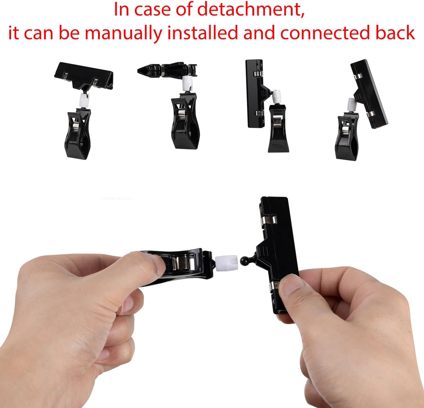 Mini Black Sign Holder Clips for Display, 10 Pcs Plastic Sign Holder Clips for Retail, Swivel Price Signs Clip, Rotatable Price Shelf Clips for Store Clothing Rack Merchandise Shelf Basket