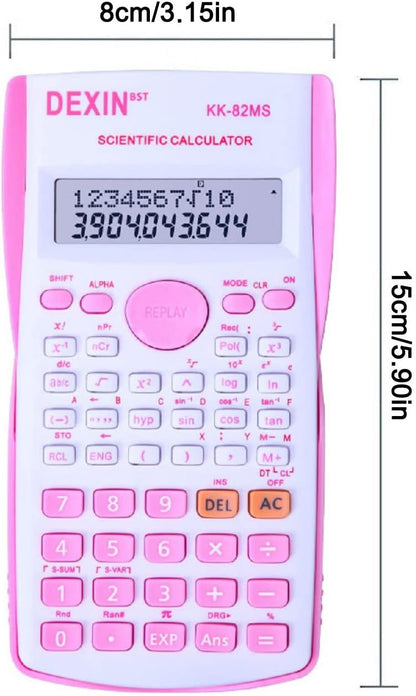 Scientific Calculators Desktop, Scientific Calculators for Students, Scientific Calculator 240 Functions 2 Line 10+2 Digits, Desk Math Calculator for School (Pink and White)