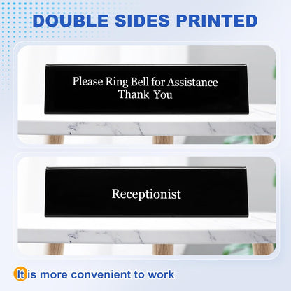 UCEC Office Receptionist Desk Sign - Double Sided Printed Sign for Lobby or Front Desk Service, 7.8" x 2"