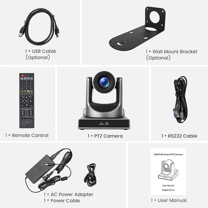 PTZ Camera, 30X SDI Camera Support Optical Zoom Video and POE with Network IP Live Streaming, Simultaneous 3G-SDI and USB Video Output, for Conferences, Church, Teaching