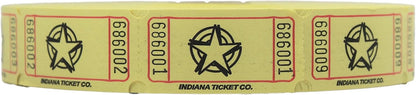 INDIANA TICKET CO. 2,000 Yellow Star Tickets, Single Roll – 4 Color Selection – Classroom Rewards, Events, Fundraisers, Door Entry, Raffles, Prizes, Drink/Food Tickets, Party Supplies & More