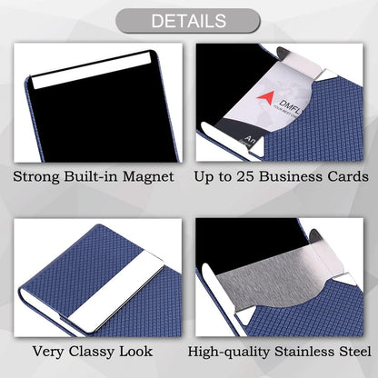 Business Card Holder for Women & Men - Multi Card Case, Business & Pocket Card Holder, Credit & Name Card Wallet with Magnetic Closure, Blue-zs